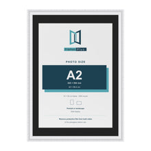Louis White 70 x 50 cm picture frame with a black mount for an A2 photo