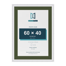 Louis White 70 x 50 cm picture frame with a green mount for a 60 x 40 cm photo