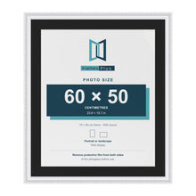 Louis White 70 x 60 cm picture frame with a black mount for a 60 x 50 cm photo