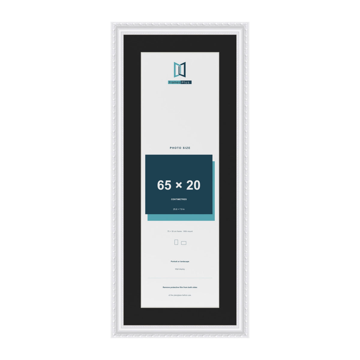 Louis White 75 x 30 cm picture frame with a black mount for a 65 x 20 cm photo