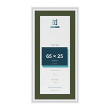 Louis White 75 x 35 cm picture frame with a green mount for a 65 x 25 cm photo