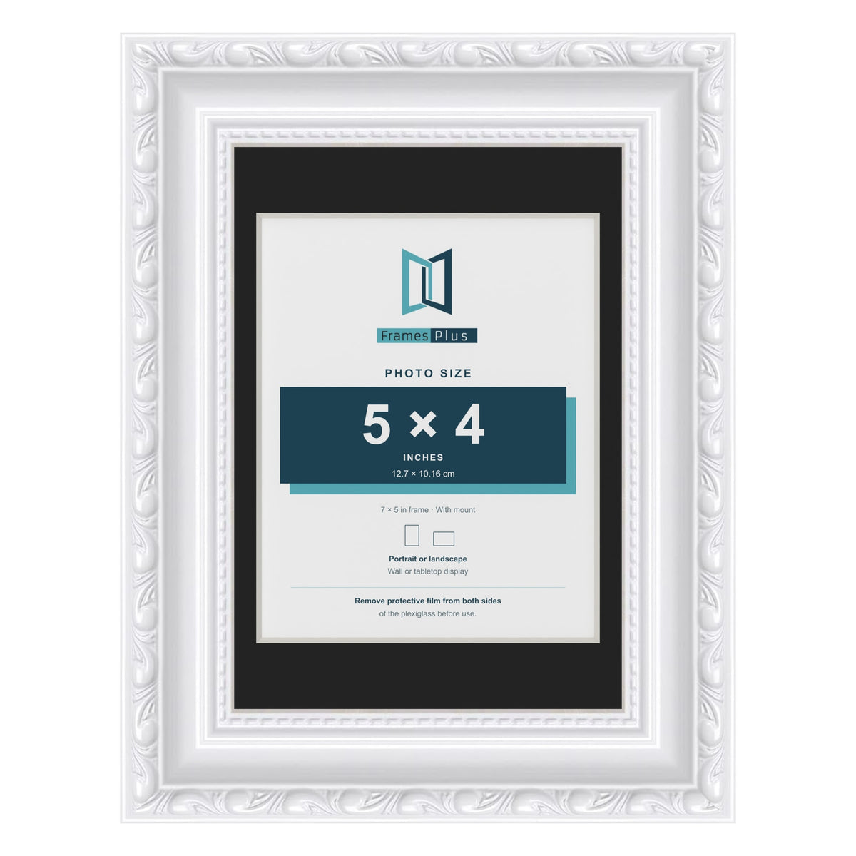 Louis White 7 x 5 inch picture frame with a black mount for a 5 x 4 inch photo