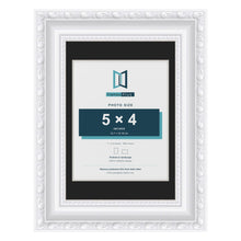 Louis White 7 x 5 inch picture frame with a black mount for a 5 x 4 inch photo