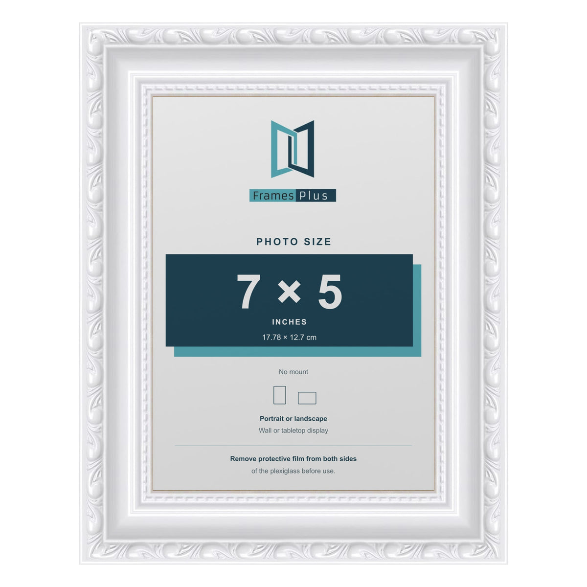 Louis White picture frame for a 7 x 5 inch photo