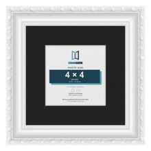Louis White 7 x 7 inch picture frame with a black mount for a 4 x 4 inch photo