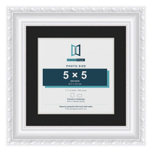 Louis White 7 x 7 inch picture frame with a black mount for a 5 x 5 inch photo