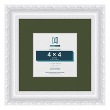 Louis White 7 x 7 inch picture frame with a green mount for a 4 x 4 inch photo