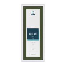 Louis White 80 x 30 cm picture frame with a green mount for a 70 x 20 cm photo