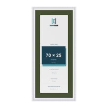 Louis White 80 x 35 cm picture frame with a green mount for a 70 x 25 cm photo