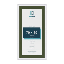 Louis White 80 x 40 cm picture frame with a green mount for a 70 x 30 cm photo