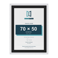 Louis White 80 x 60 cm picture frame with a black mount for a 70 x 50 cm photo