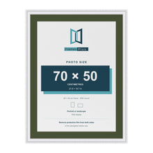 Louis White 80 x 60 cm picture frame with a green mount for a 70 x 50 cm photo