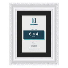 Louis White 8 x 6 inch picture frame with a black mount for a 6 x 4 inch photo