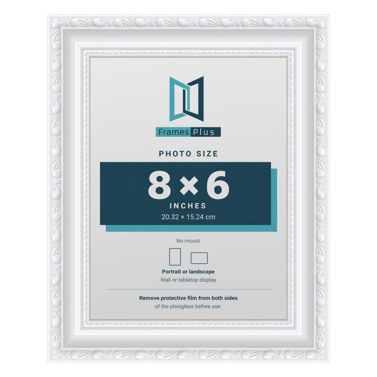 Louis White picture frame for an 8 x 6 inch photo