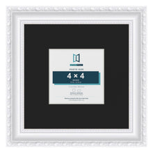 Louis White 8 x 8 inch picture frame with a black mount for a 4 x 4 inch photo
