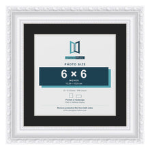 Louis White 8 x 8 inch picture frame with a black mount for a 6 x 6 inch photo