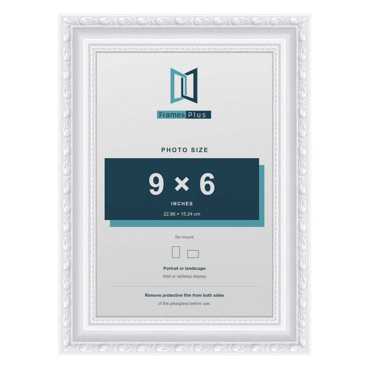 Louis White picture frame for a 9 x 6 inch photo