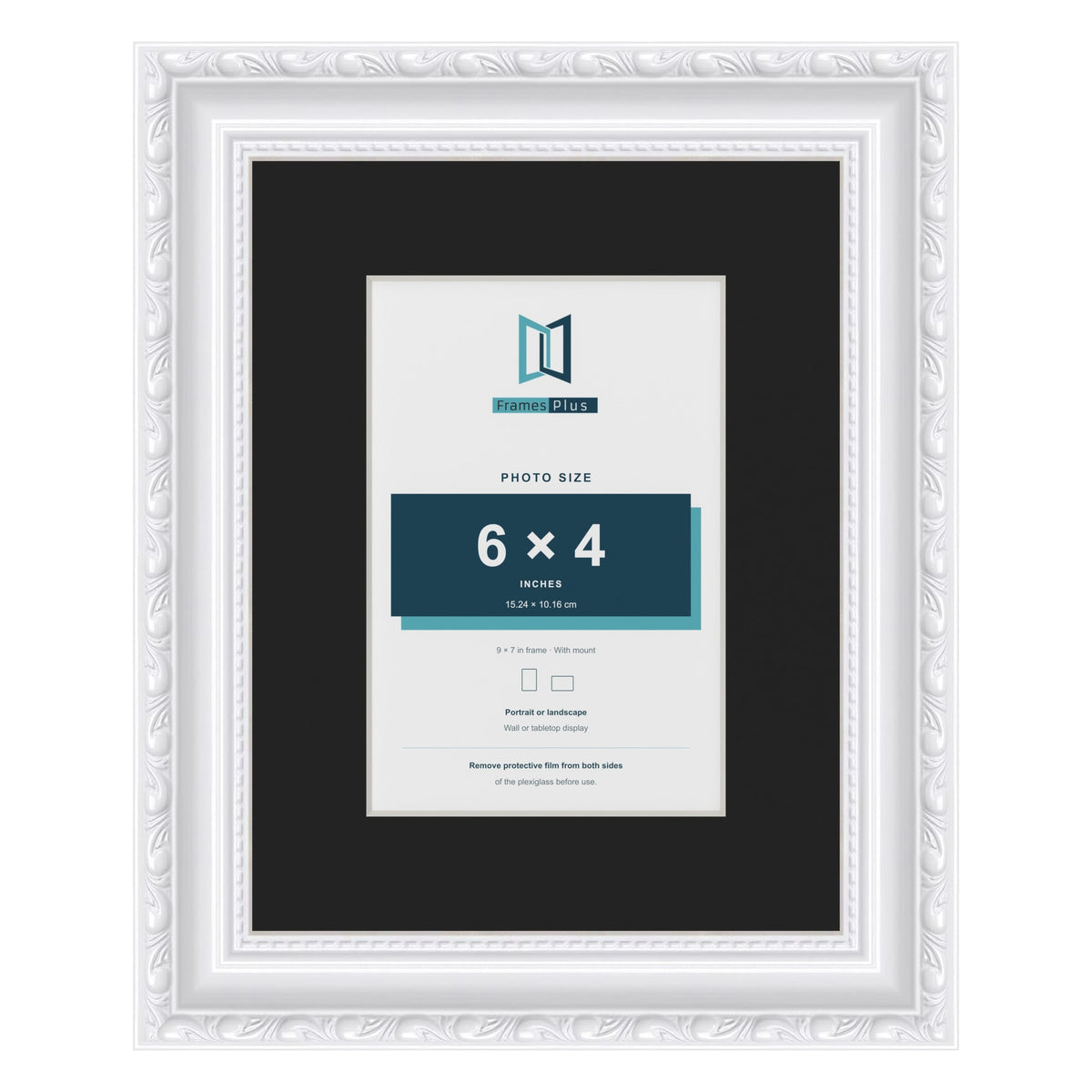 Louis White 9 x 7 inch picture frame with a black mount for a 6 x 4 inch photo