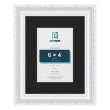 Louis White 9 x 7 inch picture frame with a black mount for a 6 x 4 inch photo