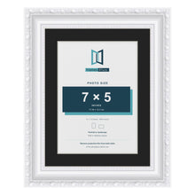 Louis White 9 x 7 inch picture frame with a black mount for a 7 x 5 inch photo