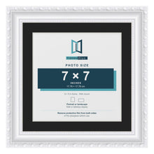 Louis White 9 x 9 inch picture frame with a black mount for a 7 x 7 inch photo