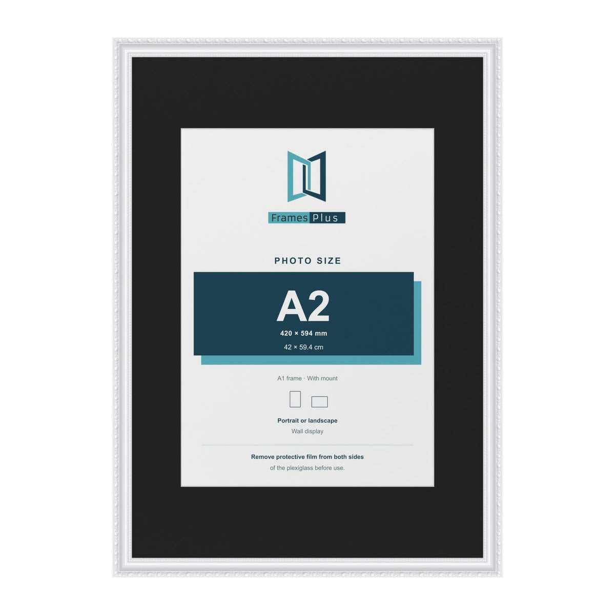 Louis White A1 picture frame with a black mount for an A2 photo