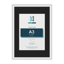 Louis White A2 picture frame with a black mount for an A3 photo