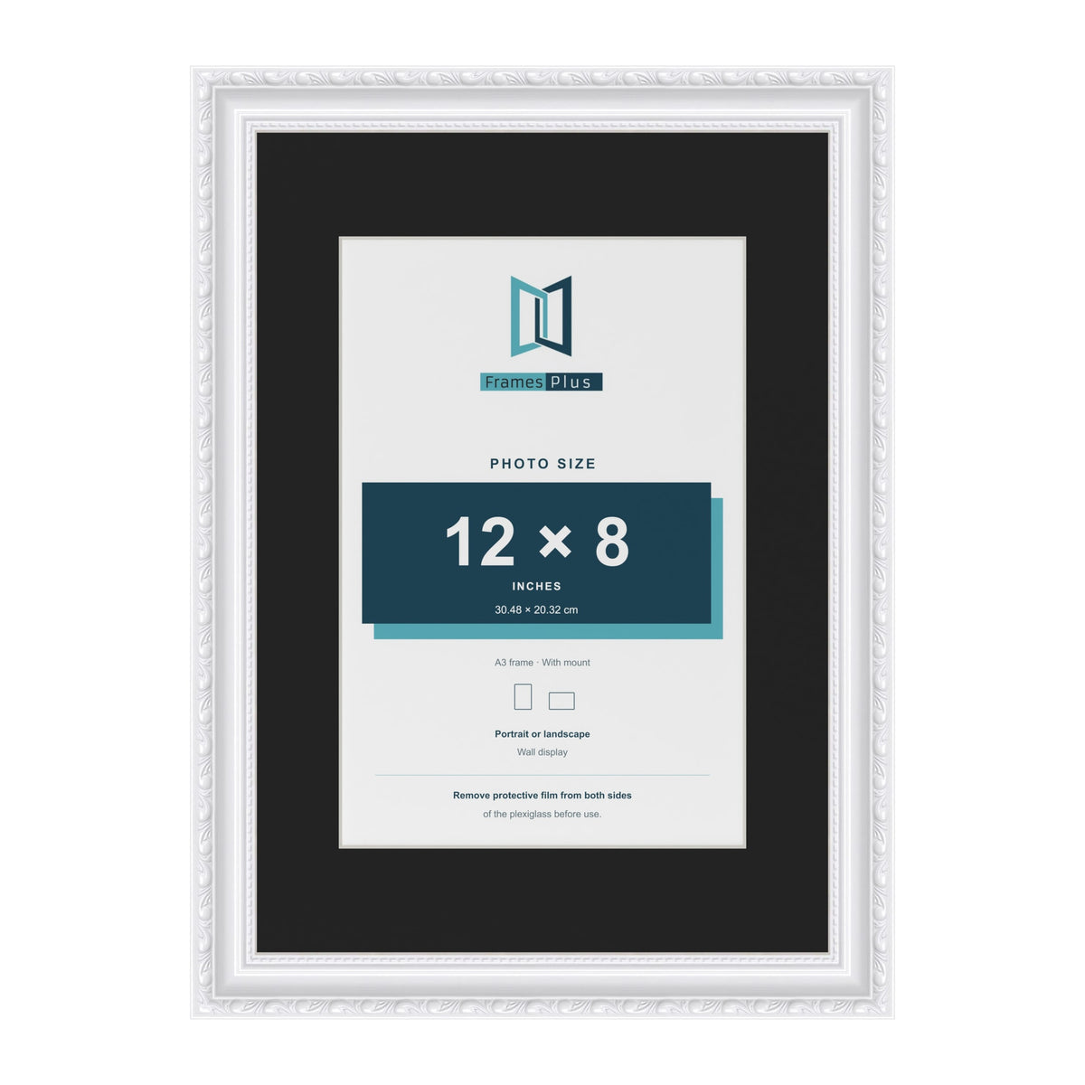 Louis White A3 picture frame with a black mount for a 12 x 8 inch photo