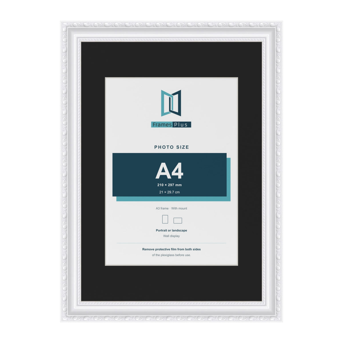 Louis White A3 picture frame with a black mount for an A4 photo