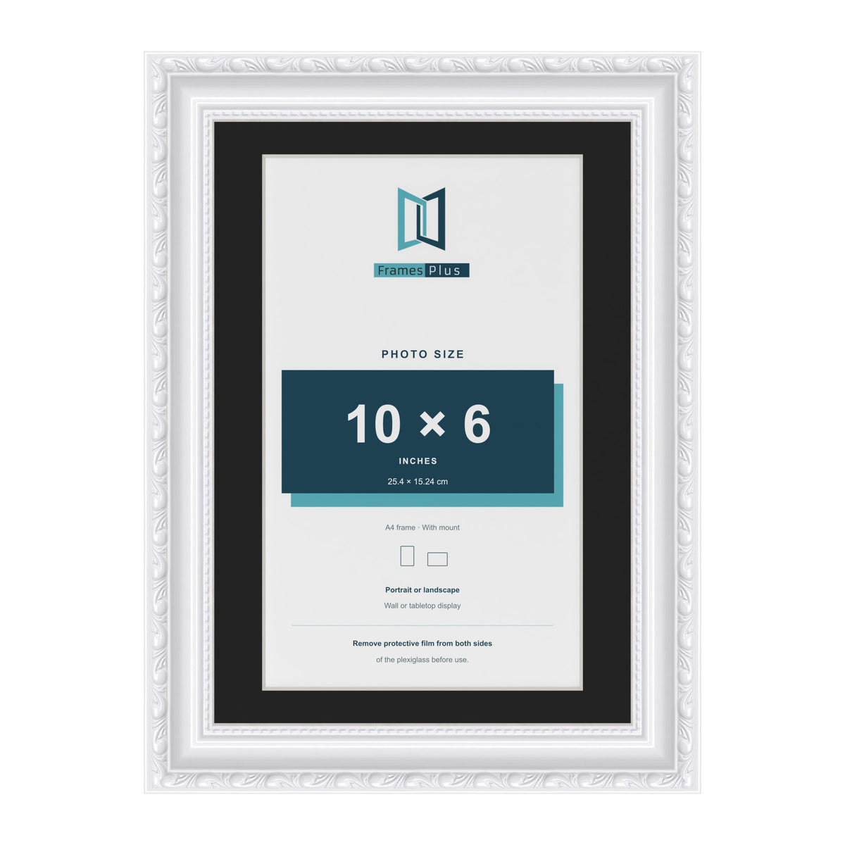 Louis White A4 picture frame with a black mount for a 10 x 6 inch photo