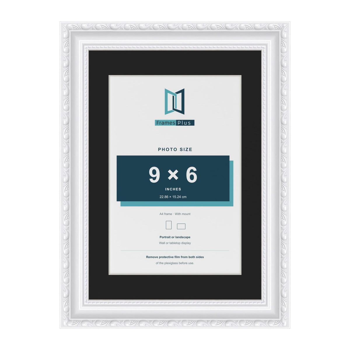 Louis White A4 picture frame with a black mount for a 9 x 6 inch photo