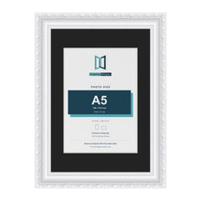 Louis White A4 picture frame with a black mount for an A5 photo