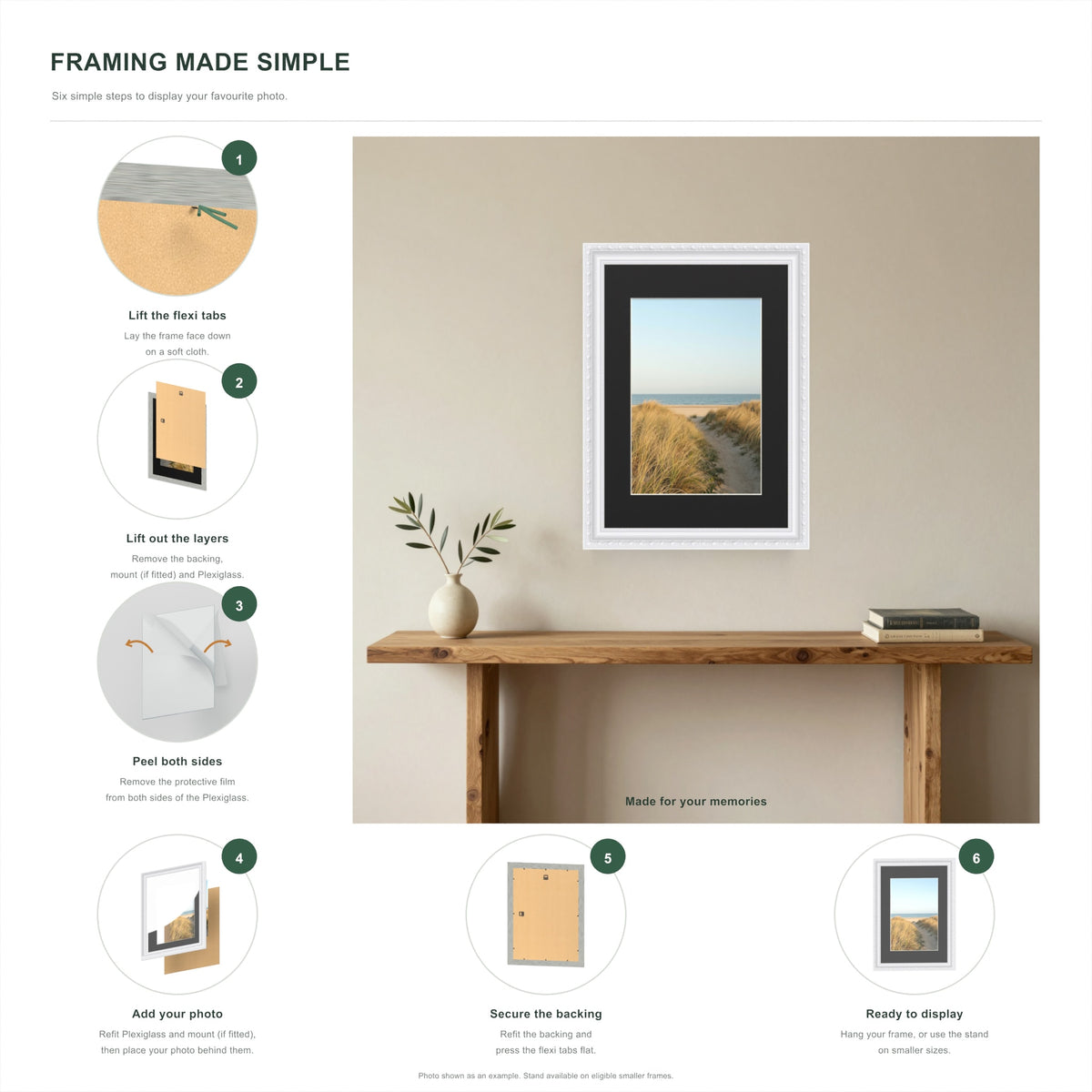 How to put a photo in a Louis White frame with a black mount in six steps