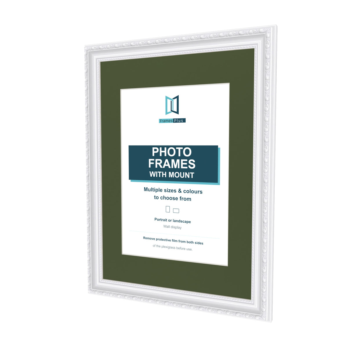 Louis White picture frame with a green mount