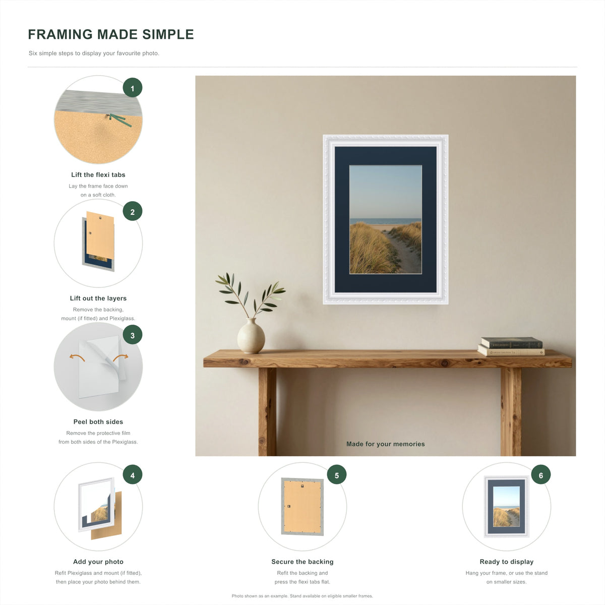 How to put a photo in a Louis White frame with a Pacific Blue mount in six steps