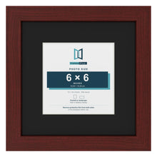 Mahogany 10 x 10 inch picture frame with a black mount for a 6 x 6 inch photo