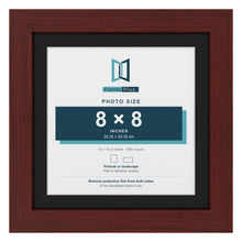 Mahogany 10 x 10 inch picture frame with a black mount for an 8 x 8 inch photo