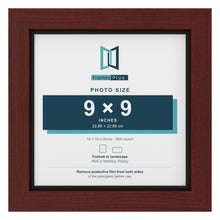 Mahogany 10 x 10 inch picture frame with a black mount for a 9 x 9 inch photo