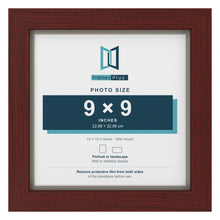 Mahogany 10 x 10 inch picture frame with a Dawn Grey mount for a 9 x 9 inch photo