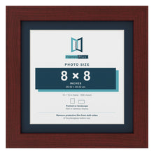 Mahogany 10 x 10 inch picture frame with a Pacific Blue mount for an 8 x 8 inch photo