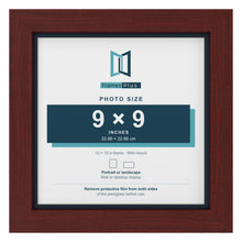 Mahogany 10 x 10 inch picture frame with a Pacific Blue mount for a 9 x 9 inch photo