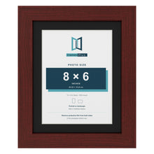 Mahogany 10 x 8 inch picture frame with a black mount for an 8 x 6 inch photo