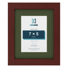 Mahogany 10 x 8 inch picture frame with a green mount for a 7 x 5 inch photo