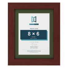 Mahogany 10 x 8 inch picture frame with a green mount for an 8 x 6 inch photo