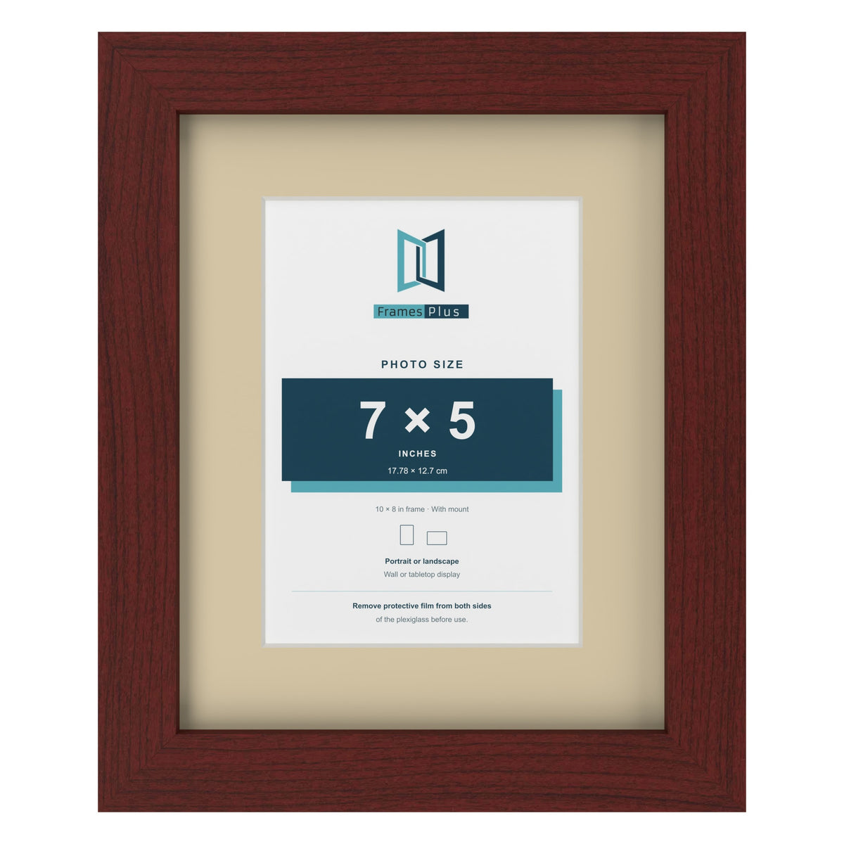 Mahogany 10 x 8 inch picture frame with an ivory mount for a 7 x 5 inch photo