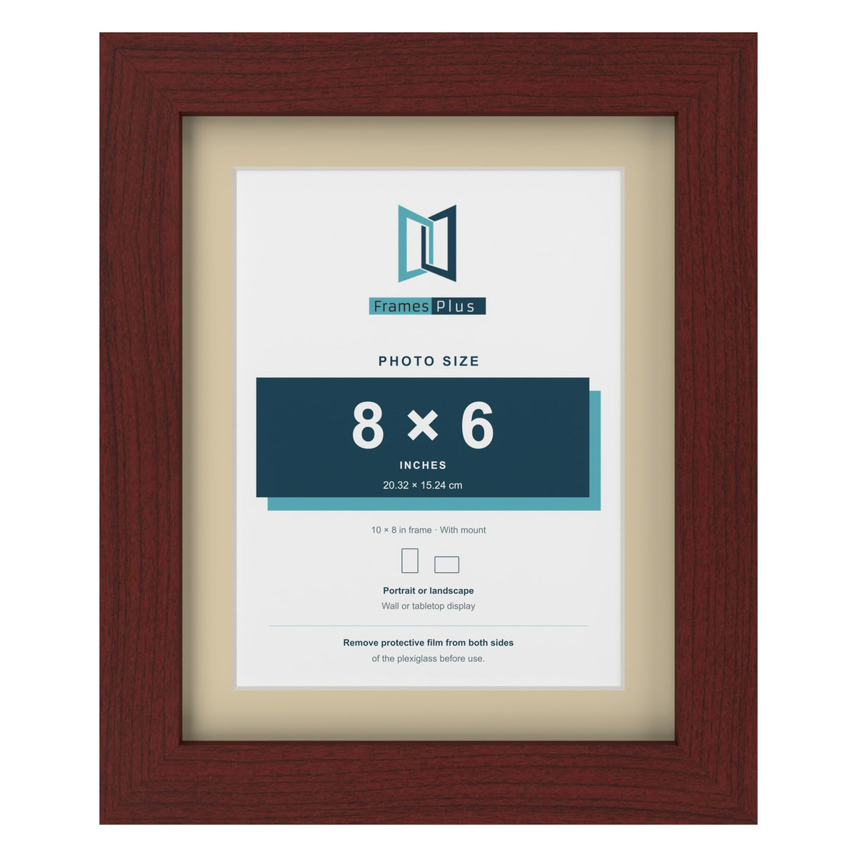 Mahogany 10 x 8 inch picture frame with an ivory mount for an 8 x 6 inch photo