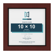 Mahogany 11 x 11 inch picture frame with a black mount for a 10 x 10 inch photo