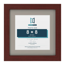 Mahogany 11 x 11 inch picture frame with a Dawn Grey mount for an 8 x 8 inch photo