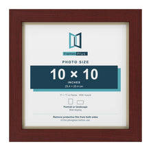 Mahogany 11 x 11 inch picture frame with an ivory mount for a 10 x 10 inch photo