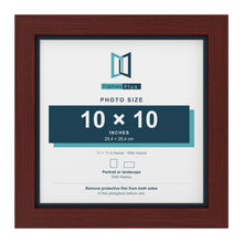 Mahogany 11 x 11 inch picture frame with a Pacific Blue mount for a 10 x 10 inch photo